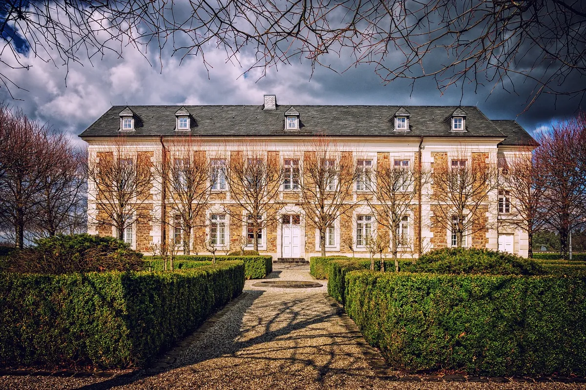 castle, historical, schloss bensberg, nature, germany, hotel, grand hotel, architecture, luxury, heaven, clouds, dark