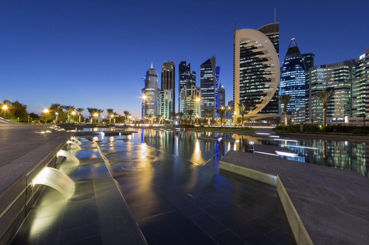 City skyline with hotel and surrounding buildings