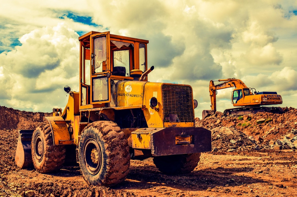 Hotel development site with construction equipment