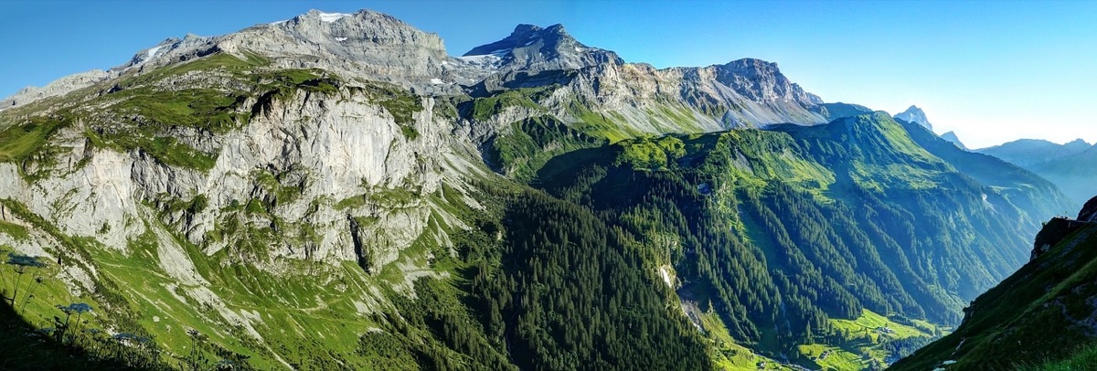 Tren suizo recorriendo los paisajes de los Alpes