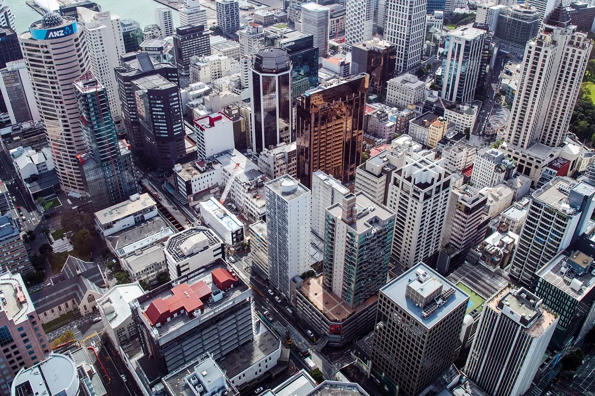 city, skyscrapers, buildings, skyline, architecture, bird's eye view, urban, street, auckland, tāmaki makaurau, north island, new zealand, nz, city, auckland, a